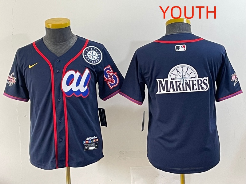 Youth  2025 Seattle Mariners Blank Drak Blue All star Blank Blue Nike MLB Jersey style 9
